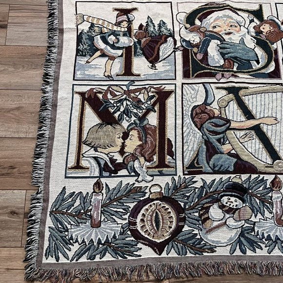 Christmas Holiday Woven Throw Tapestry Blanket 55x67 inch Santa Religious - Picture 4 of 7